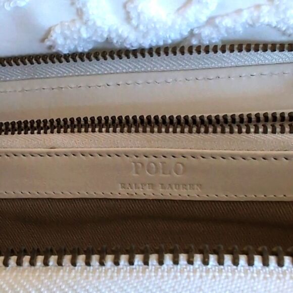 POLO Ralph Lauren Jewel/ Studded Ivory Distressed Zip Around Wallet NWOT - Picture 9 of 13